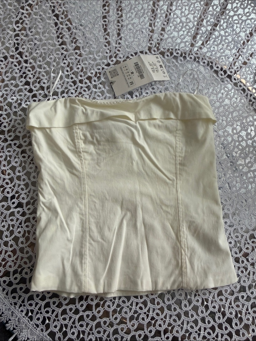 ZARA NWT Ivory Strapless Corset Top